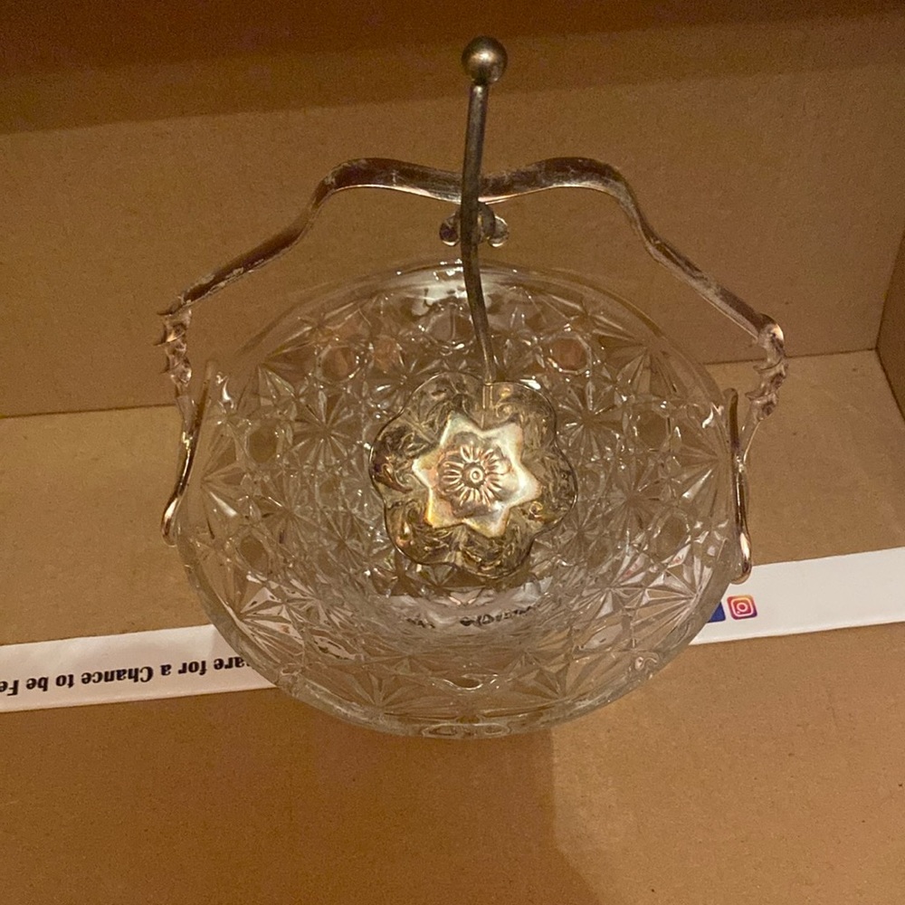 Crystal Queen Anne antique silver plated